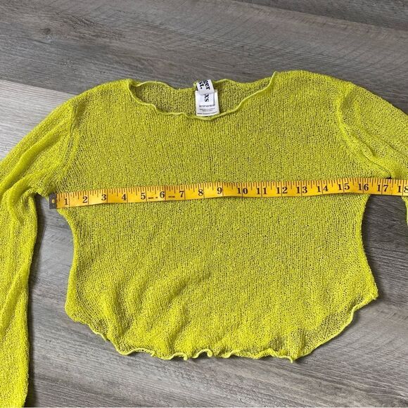 Tiger Mist Mesh Crop Top Sheer Chartreuse Green Party Club - Picture 8 of 9